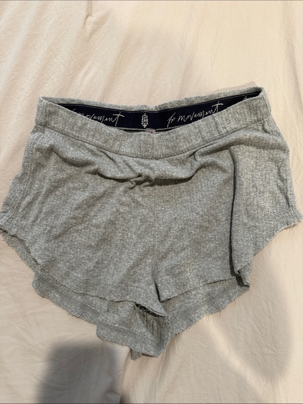 FP Movement by Free People Light Gray Ribbed Lounge Shorts